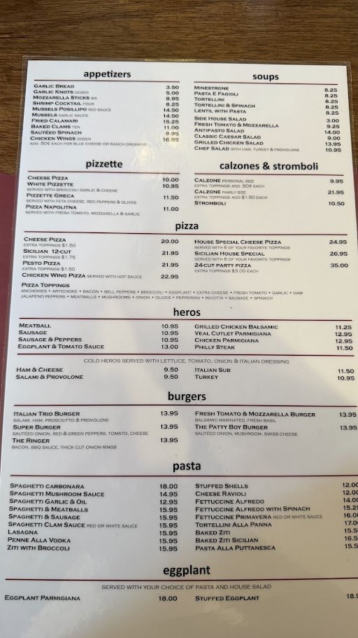 Italian dishes served in a cozy dining room.